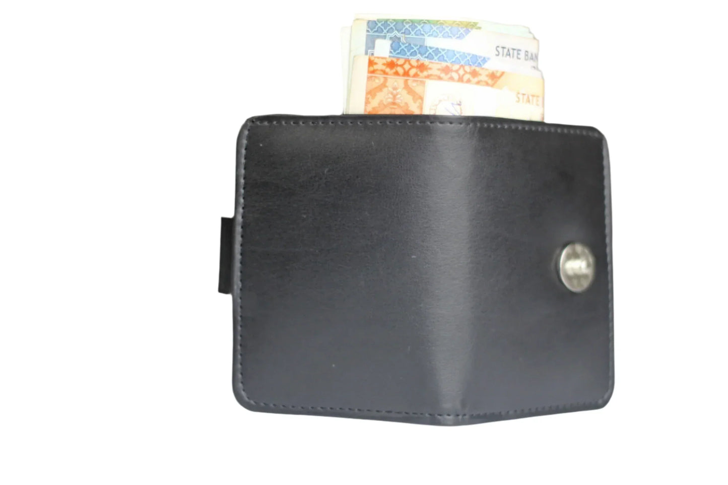 Pure Synthetic Wallet With Magnetic Button Lock