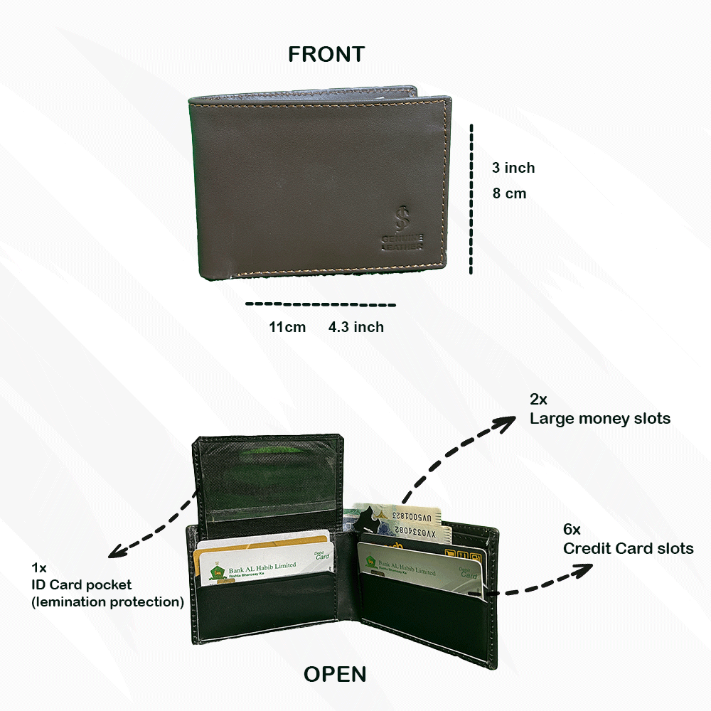 Genuine 100% Slim Wallet for Men (WITHOUT ZIP)