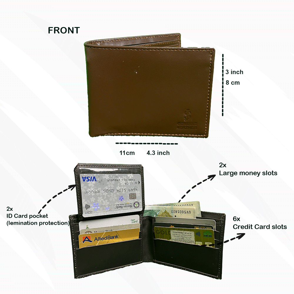 Genuine 100% Slim Wallet for Men(WITH ZIP)